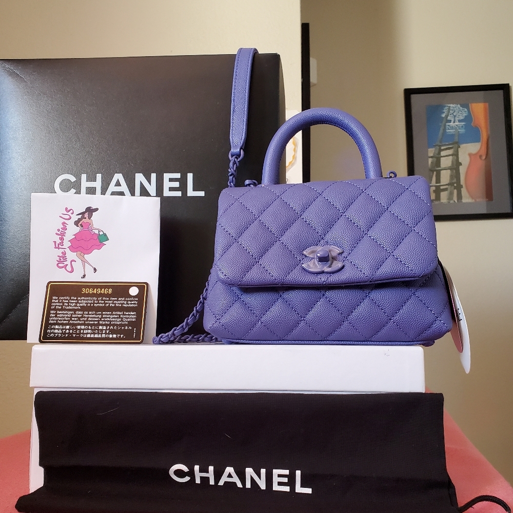 Chanel coco handle purple caviar extra mini bag